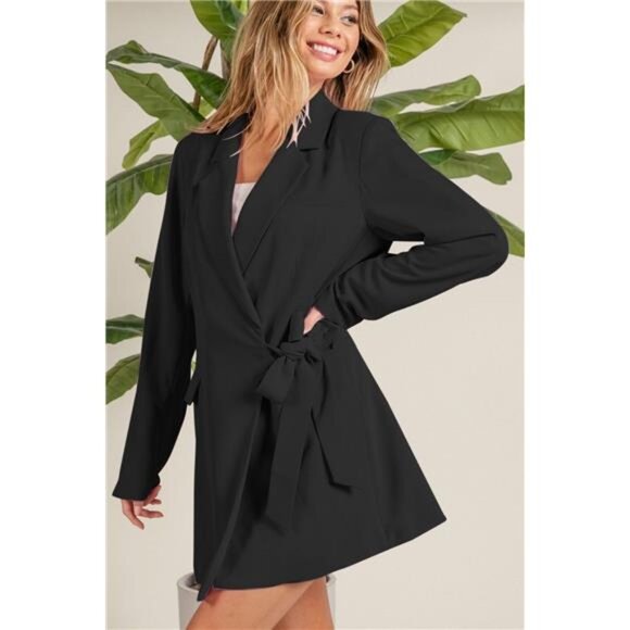 BiBi Wrap Tie‎ Detailed Long Blazer - Picture 1 of 3